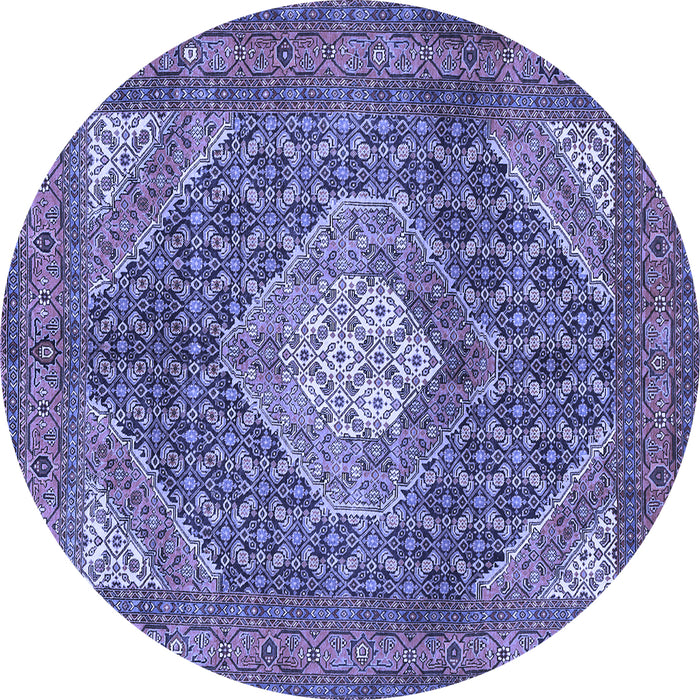 Round Machine Washable Persian Blue Traditional Rug, wshtr981blu