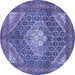 Round Machine Washable Persian Blue Traditional Rug, wshtr981blu