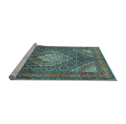 Sideview of Machine Washable Persian Light Blue Traditional Rug, wshtr981lblu