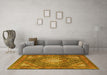 Machine Washable Persian Yellow Traditional Rug in a Living Room, wshtr981yw