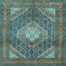 Square Machine Washable Persian Light Blue Traditional Rug, wshtr981lblu