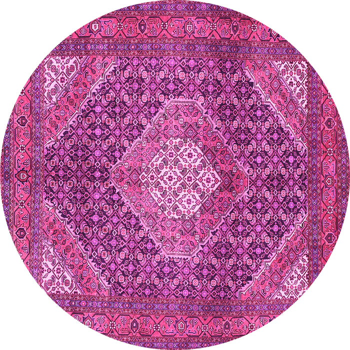 Round Machine Washable Persian Pink Traditional Rug, wshtr981pnk