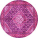 Round Machine Washable Persian Pink Traditional Rug, wshtr981pnk
