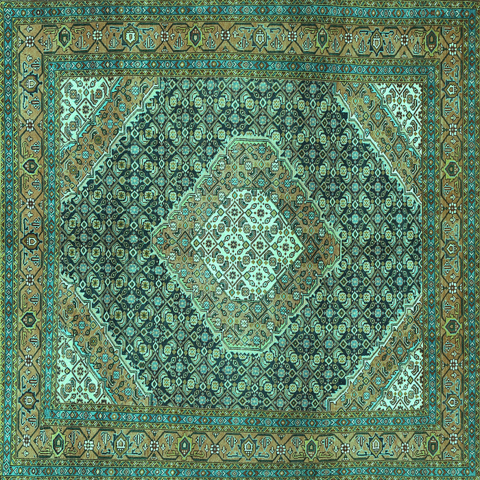 Square Machine Washable Persian Turquoise Traditional Area Rugs, wshtr981turq