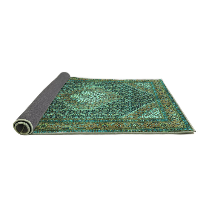 Sideview of Persian Turquoise Traditional Rug, tr981turq