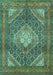 Machine Washable Persian Turquoise Traditional Area Rugs, wshtr981turq