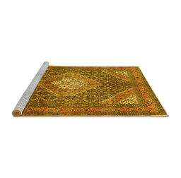 Sideview of Machine Washable Persian Yellow Traditional Rug, wshtr981yw
