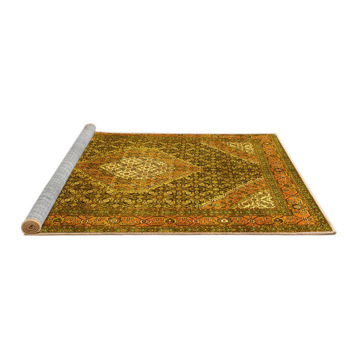 Sideview of Machine Washable Persian Yellow Traditional Rug, wshtr981yw