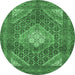 Round Persian Emerald Green Traditional Rug, tr981emgrn