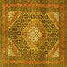 Square Machine Washable Persian Yellow Traditional Rug, wshtr981yw