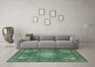 Machine Washable Persian Turquoise Traditional Area Rugs in a Living Room,, wshtr981turq
