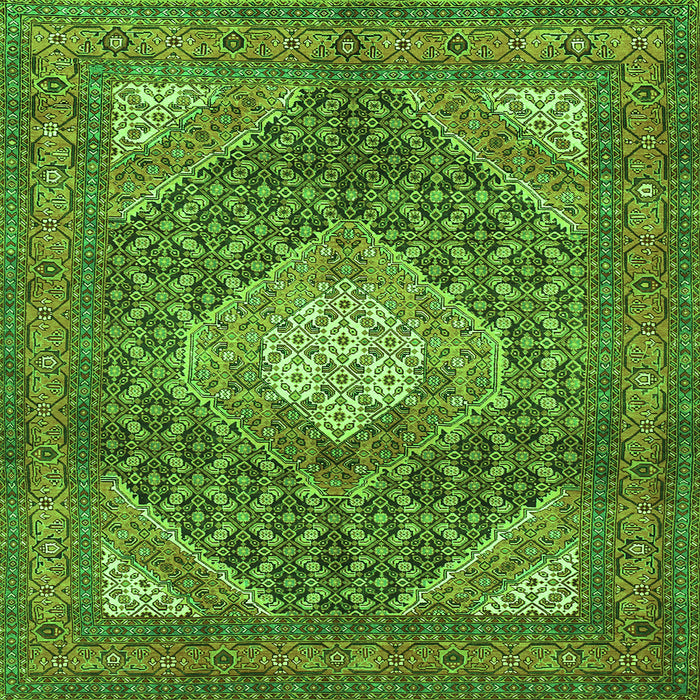 Round Machine Washable Persian Green Traditional Area Rugs, wshtr981grn
