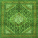 Round Machine Washable Persian Green Traditional Area Rugs, wshtr981grn