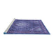 Sideview of Machine Washable Persian Blue Traditional Rug, wshtr981blu
