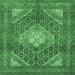 Square Persian Emerald Green Traditional Rug, tr981emgrn