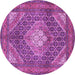 Round Persian Purple Traditional Rug, tr981pur