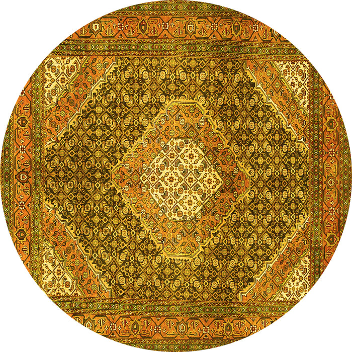 Round Persian Yellow Traditional Rug, tr981yw