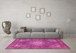 Machine Washable Persian Pink Traditional Rug in a Living Room, wshtr981pnk