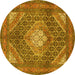 Round Machine Washable Persian Yellow Traditional Rug, wshtr981yw