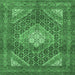 Square Machine Washable Persian Emerald Green Traditional Area Rugs, wshtr981emgrn