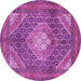 Round Machine Washable Persian Purple Traditional Area Rugs, wshtr981pur