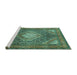 Sideview of Machine Washable Persian Turquoise Traditional Area Rugs, wshtr981turq