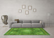 Machine Washable Persian Green Traditional Area Rugs in a Living Room,, wshtr981grn