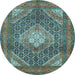 Round Persian Light Blue Traditional Rug, tr981lblu