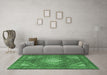 Machine Washable Persian Emerald Green Traditional Area Rugs in a Living Room,, wshtr981emgrn