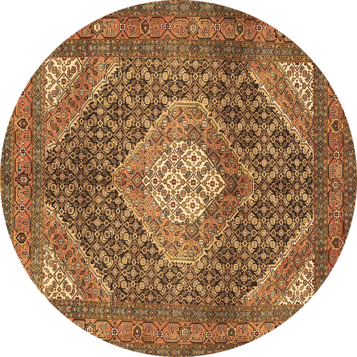 Round Persian Brown Traditional Rug, tr981brn