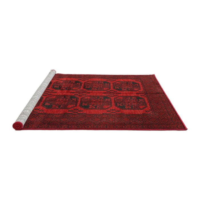 Sideview of Machine Washable Traditional Saffron Red Rug, wshtr982