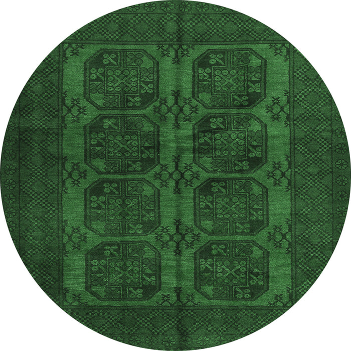 Round Persian Emerald Green Traditional Rug, tr982emgrn