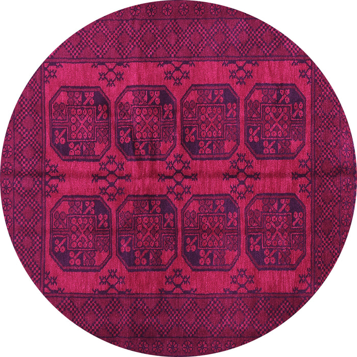 Round Machine Washable Persian Pink Traditional Rug, wshtr982pnk