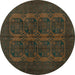 Round Persian Turquoise Traditional Rug, tr982turq