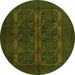 Square Persian Green Traditional Rug, tr982grn