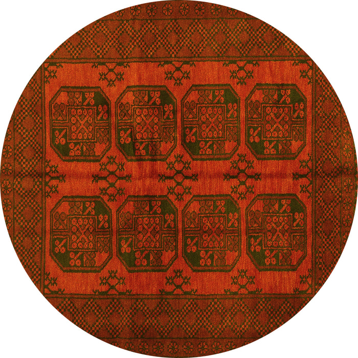 Round Persian Yellow Traditional Rug, tr982yw