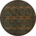 Round Machine Washable Persian Turquoise Traditional Area Rugs, wshtr982turq