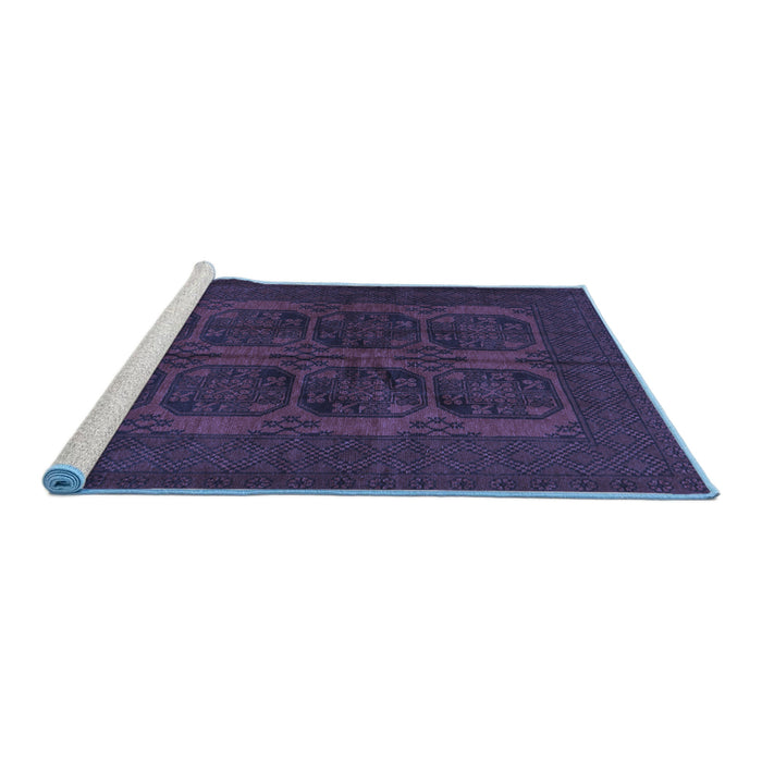 Sideview of Machine Washable Persian Blue Traditional Rug, wshtr982blu