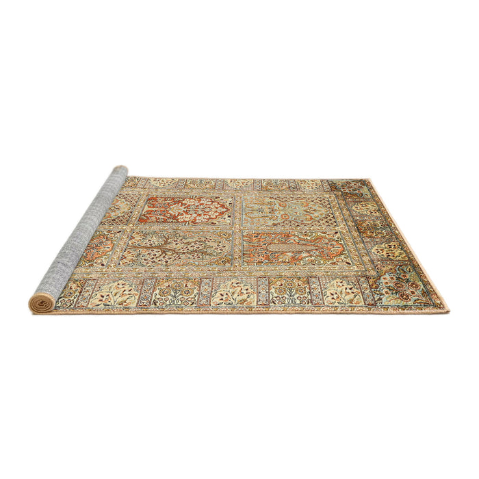 Sideview of Machine Washable Traditional Brown Gold Rug, wshtr983