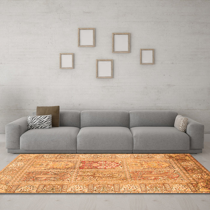 Machine Washable Persian Orange Traditional Area Rugs in a Living Room, wshtr983org