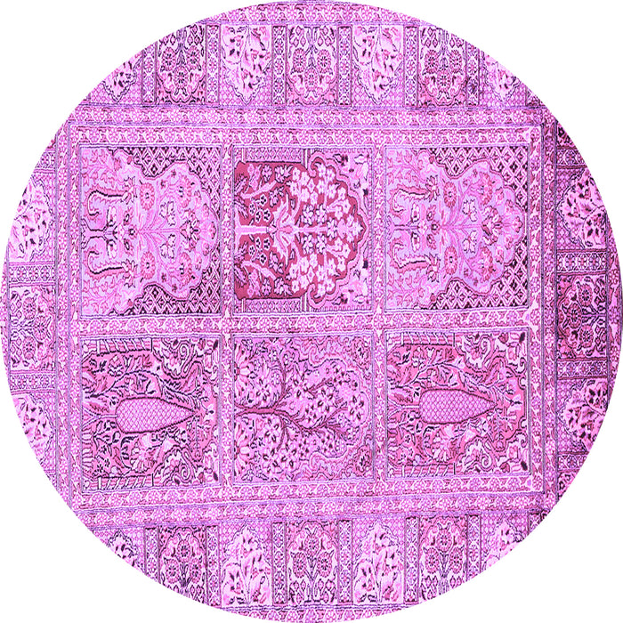 Round Machine Washable Persian Purple Traditional Area Rugs, wshtr983pur