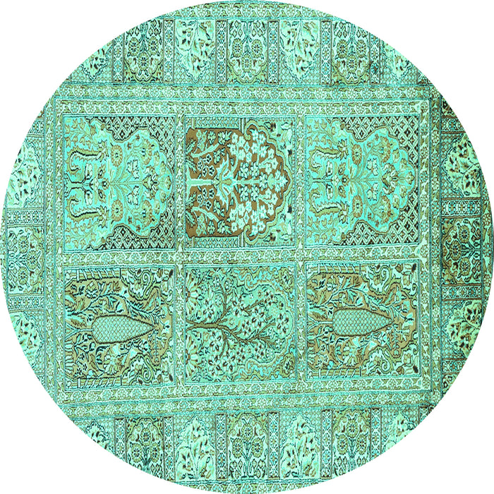 Round Persian Turquoise Traditional Rug, tr983turq