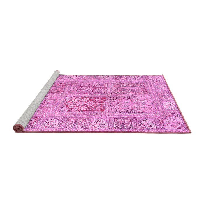 Sideview of Machine Washable Persian Pink Traditional Rug, wshtr983pnk