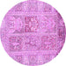 Round Persian Purple Traditional Rug, tr983pur