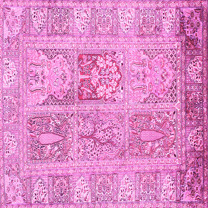 Square Machine Washable Persian Pink Traditional Rug, wshtr983pnk