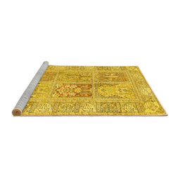 Sideview of Machine Washable Persian Yellow Traditional Rug, wshtr983yw