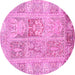 Round Persian Pink Traditional Rug, tr983pnk