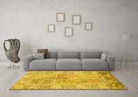 Machine Washable Persian Yellow Traditional Rug, wshtr983yw