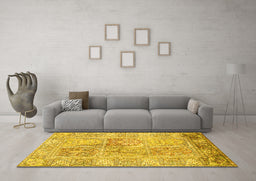 Machine Washable Persian Yellow Traditional Rug in a Living Room, wshtr983yw