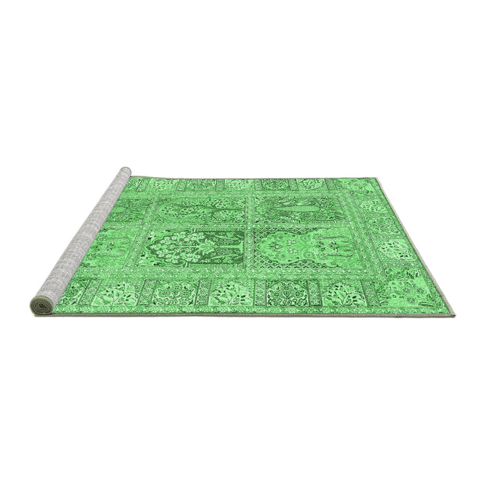 Sideview of Machine Washable Persian Emerald Green Traditional Area Rugs, wshtr983emgrn